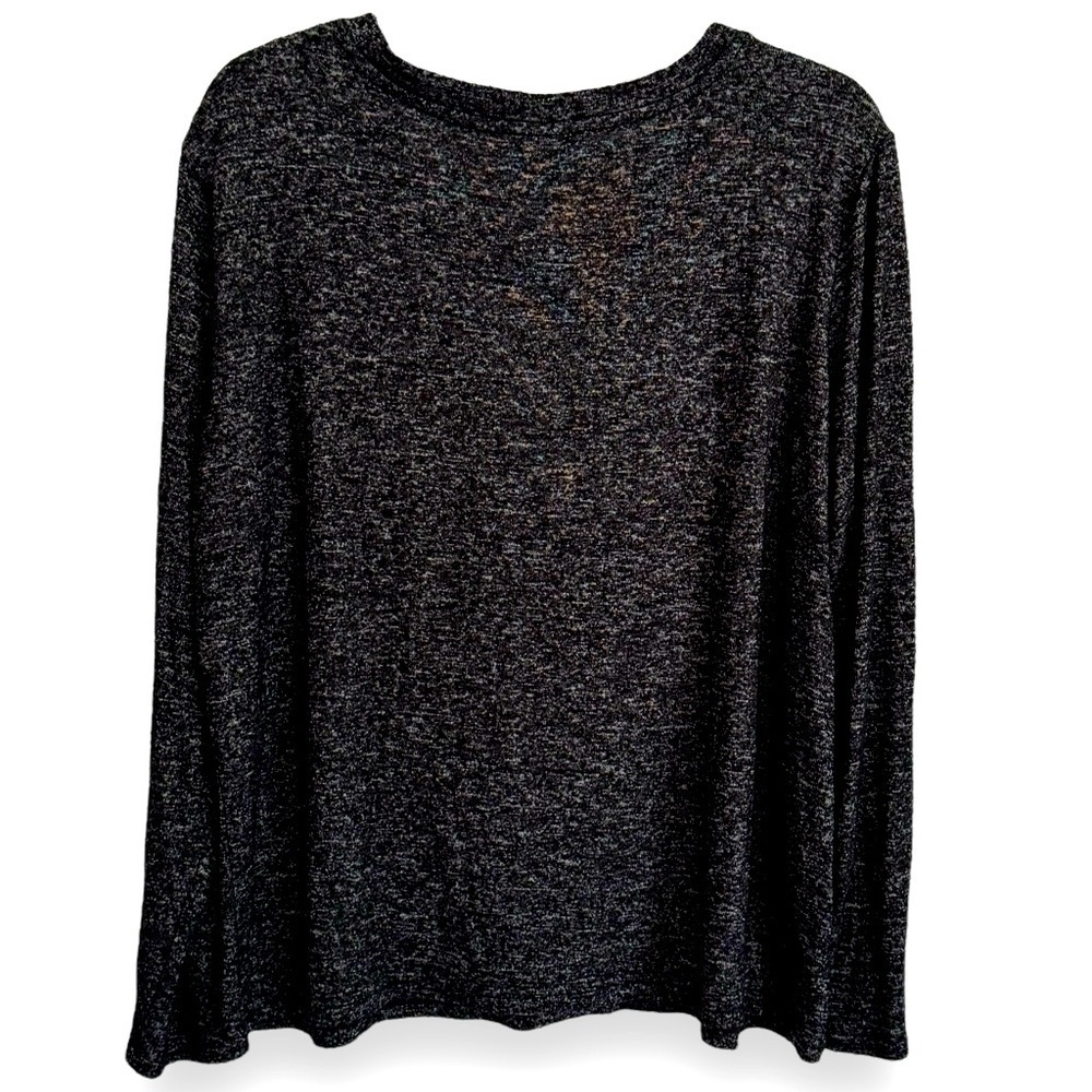 Member's Mark Size XL Soft Brushed Relaxed Fit Long Sleeve Black Heather Top - Picture 3 of 4